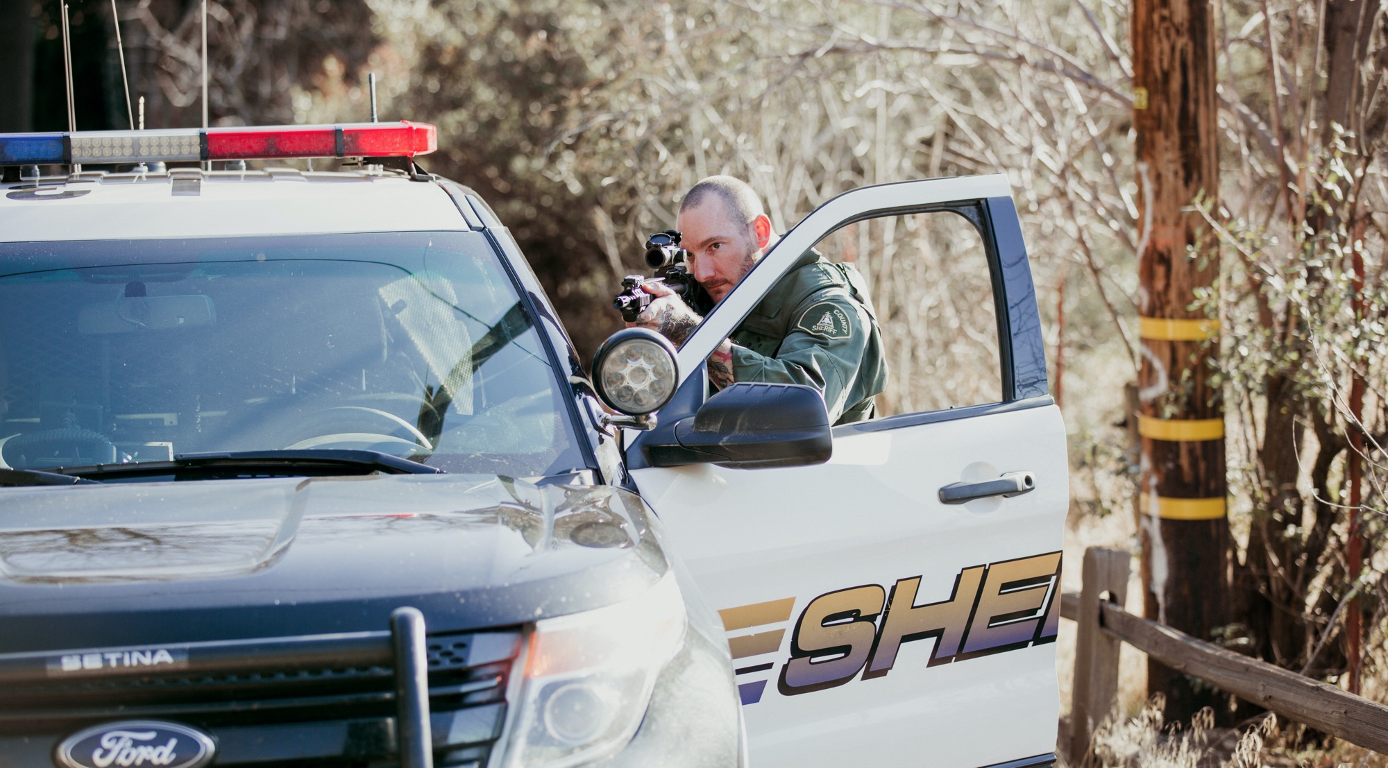 Actor Brandon Garic Notch portraying a law officer